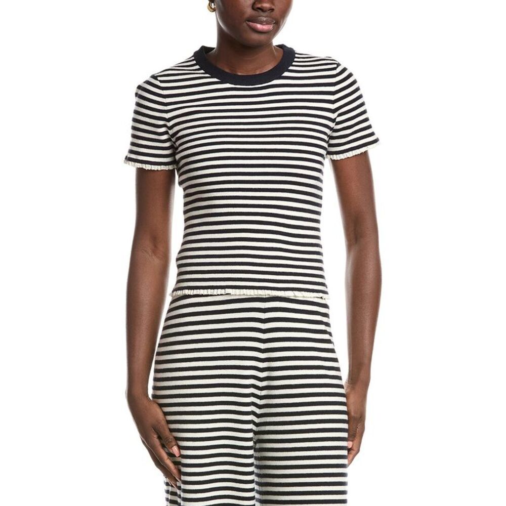 French Connection Womens  Stripe Ribbed Top